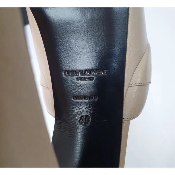 Saint Laurent Beige Leather Candy Bow Platform Sandals  Sz 40 - Picture 7 of 11